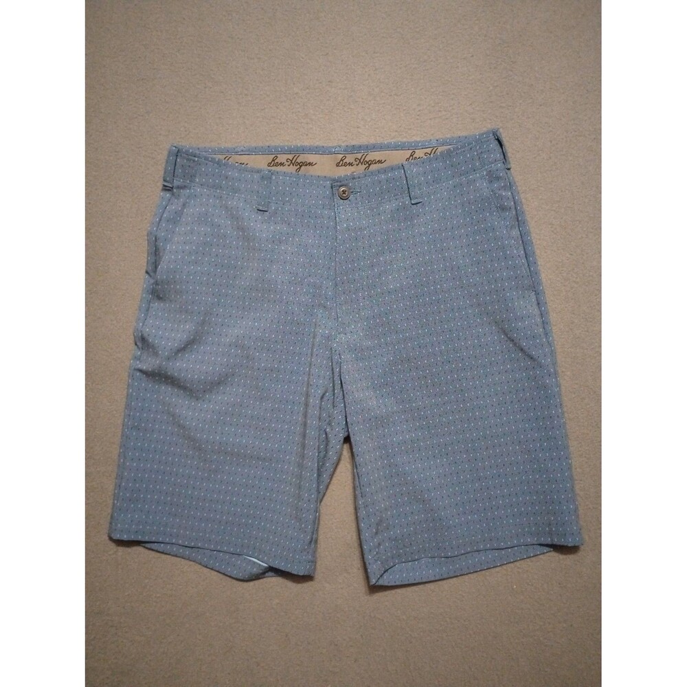 Ben Hogan Blue Check Golf Shorts Flat Front Mens 34